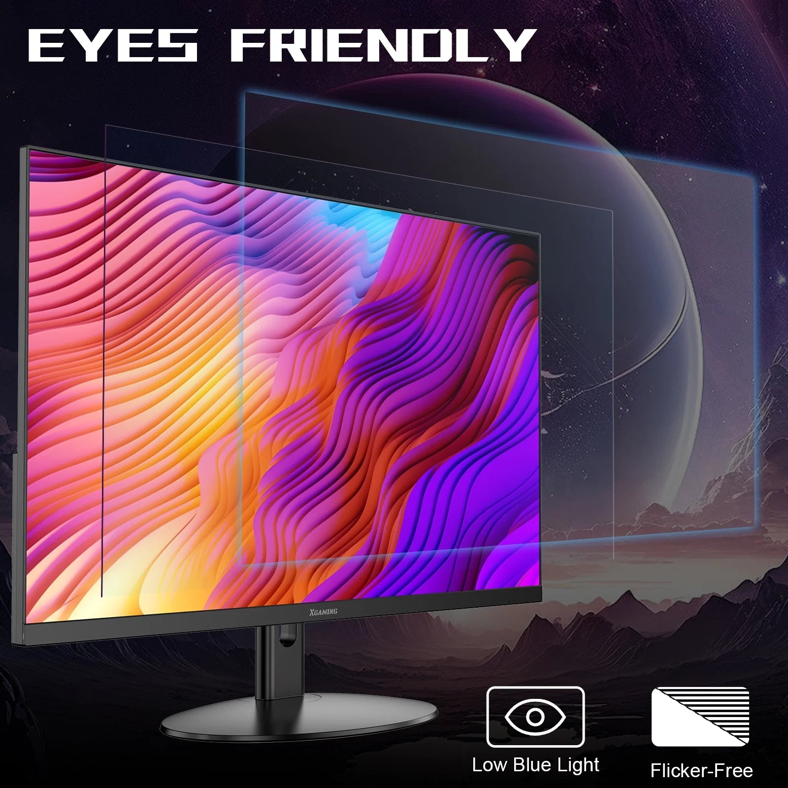 27-Inch 165Hz Gaming Monitor, 1440P Gaming Monitor, QHD 2K(2560X1440) PC Monitor,  Monitor with 2 Speakers and Backlight, 1Ms Free Sync, Black Metal Base, DP&HDMI, Computer Gaming Monitor